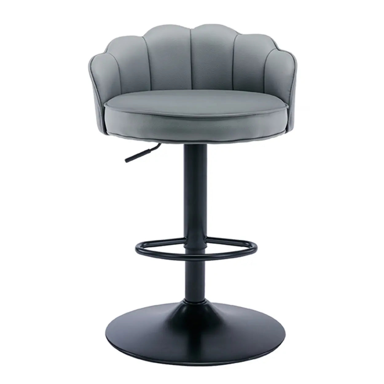 Adjustable Height Leather Curved-Back Swivel Bar Stool — Blue-Green