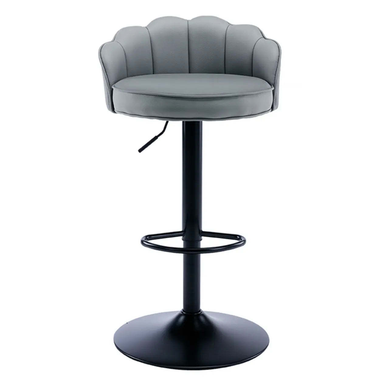 Adjustable Height Leather Curved-Back Swivel Bar Stool — Green