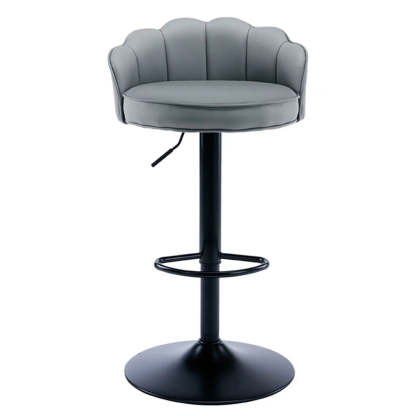 Adjustable Height Leather Curved-Back Swivel Bar Stool — Green