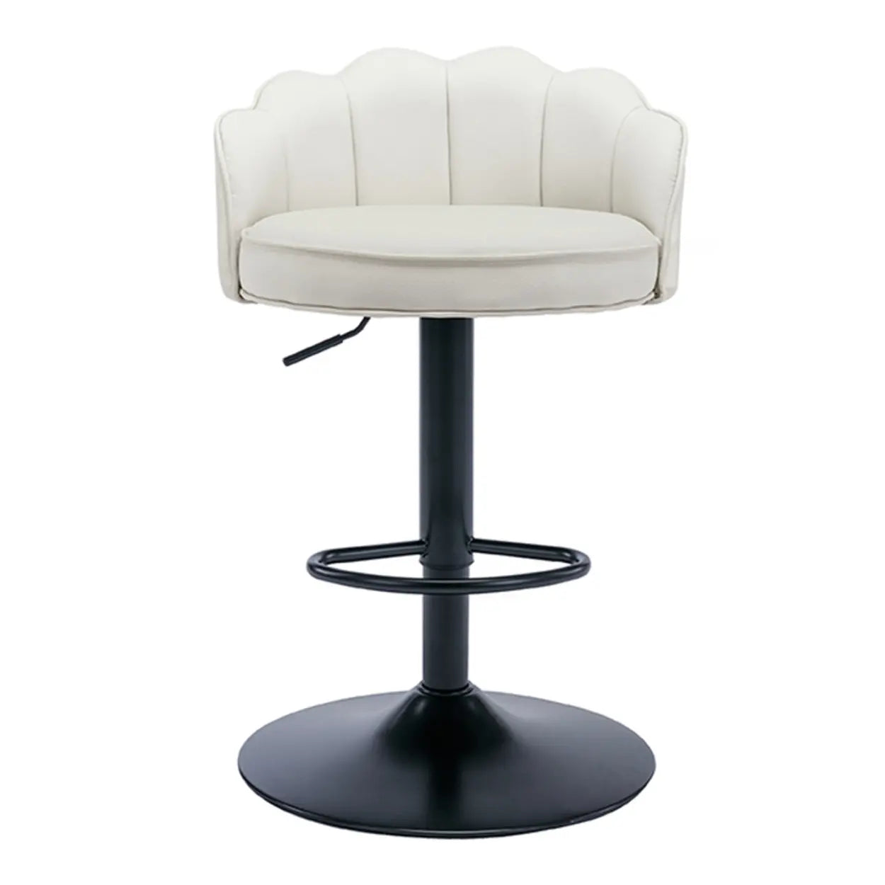 Adjustable Height Leather Curved-Back Swivel Bar Stool — Pewter