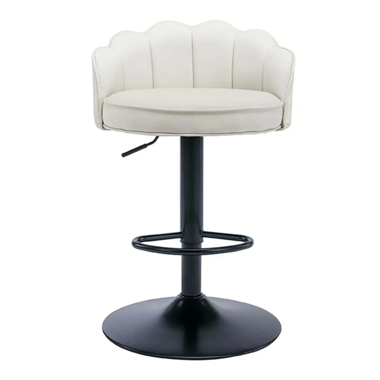Adjustable Height Leather Curved-Back Swivel Bar Stool — Pewter
