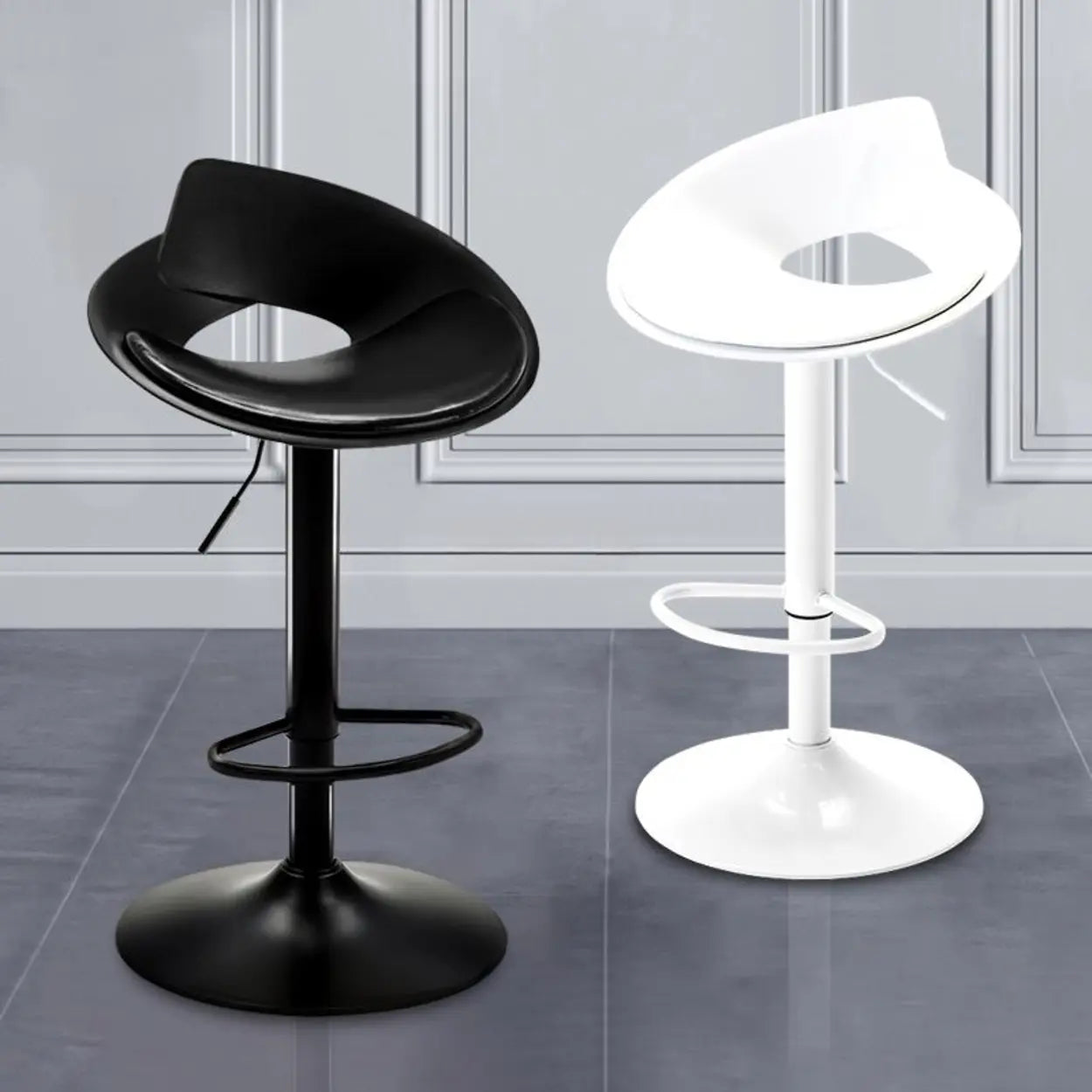 Adjustable Height Metal Leather Bucket Swivel Bar Stool
