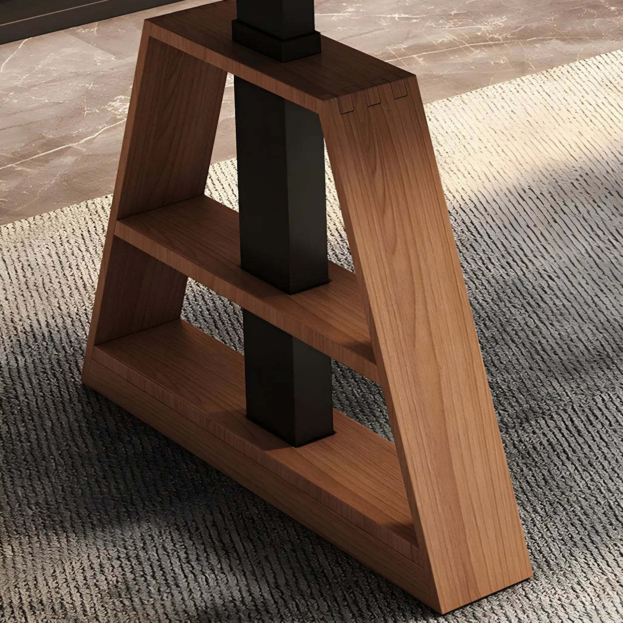 Adjustable Wood T-Base Standing Desk — Walnut / Table Only
