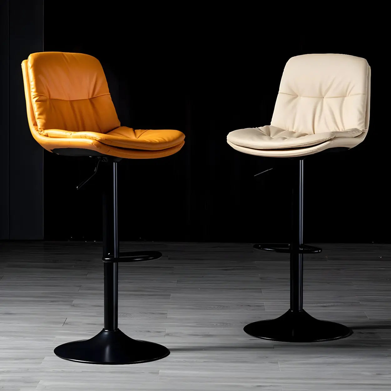 Adjustable Leather Swivel Bar Stool