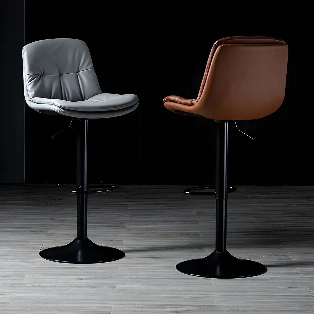 Adjustable Leather Swivel Bar Stool
