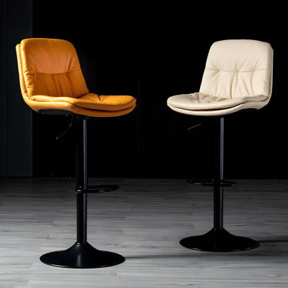 Adjustable Leather Swivel Bar Stool