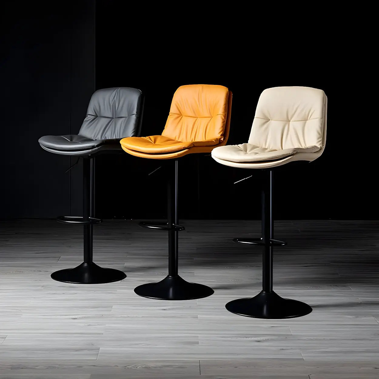 Adjustable Leather Swivel Bar Stool