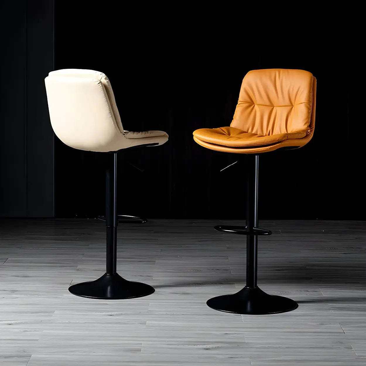 Adjustable Leather Swivel Bar Stool
