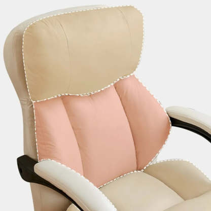 White Leather Adjustable Ergonomic Swivel Office Chair