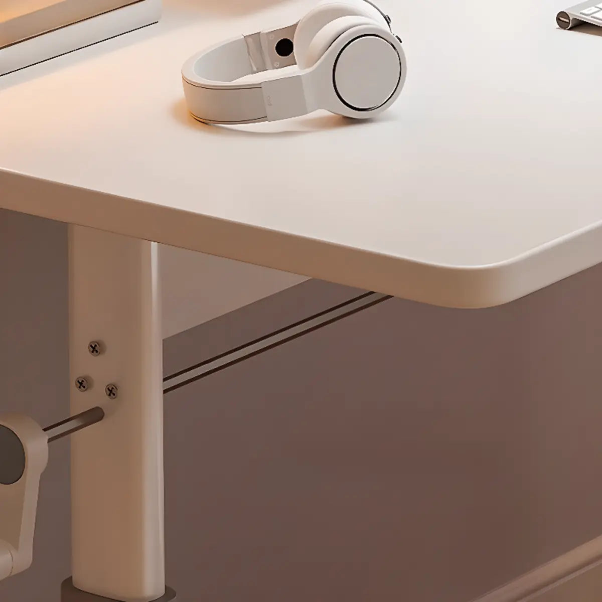 Adjustable Wood T-Shape Computer Desk — Without Chairs / Natural Finish