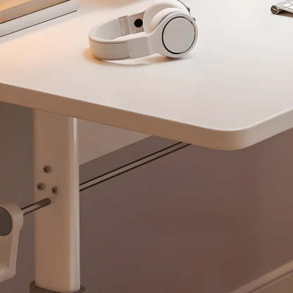 Adjustable Wood T-Shape Computer Desk — Without Chairs / Natural Finish