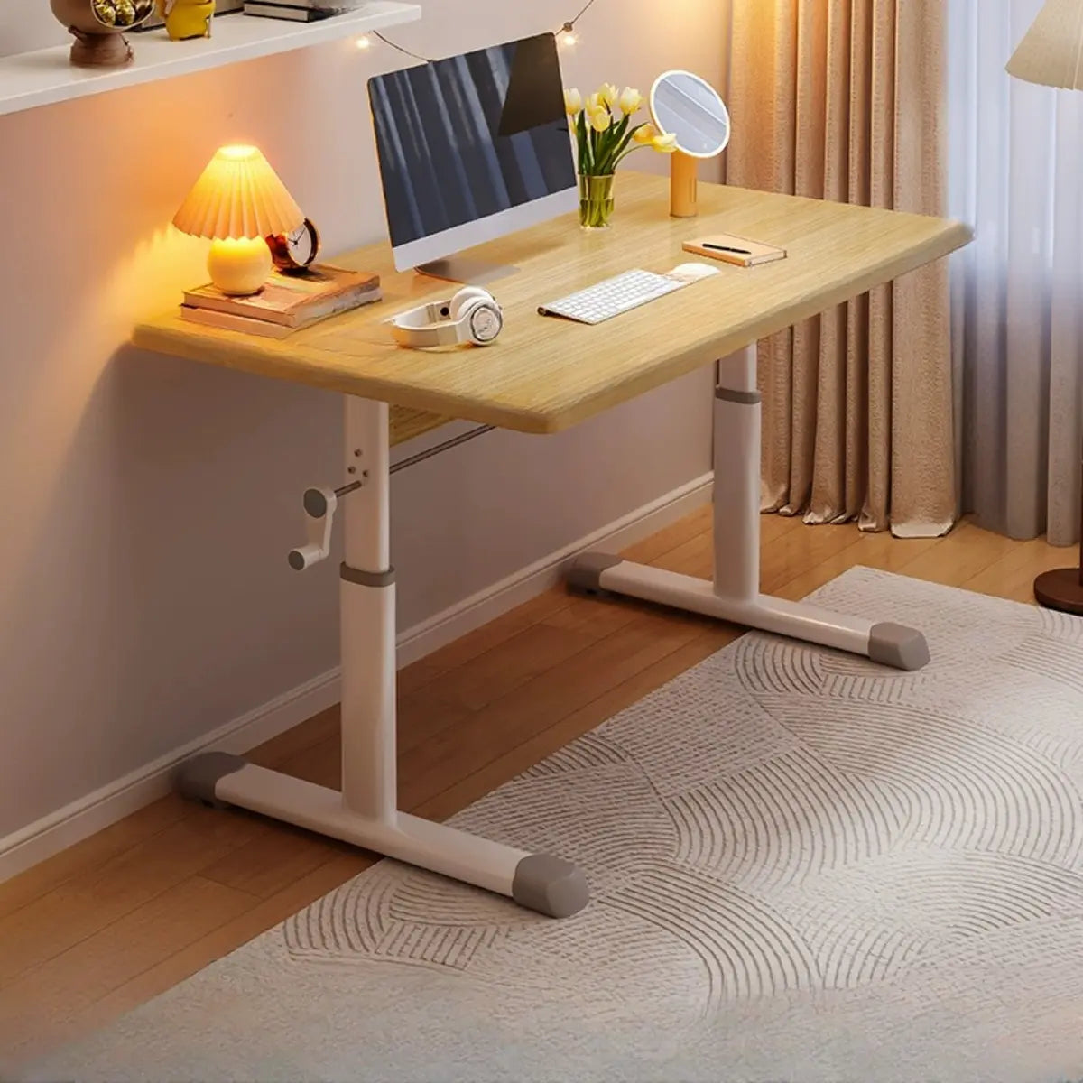 Adjustable Wood T-Shape Computer Desk