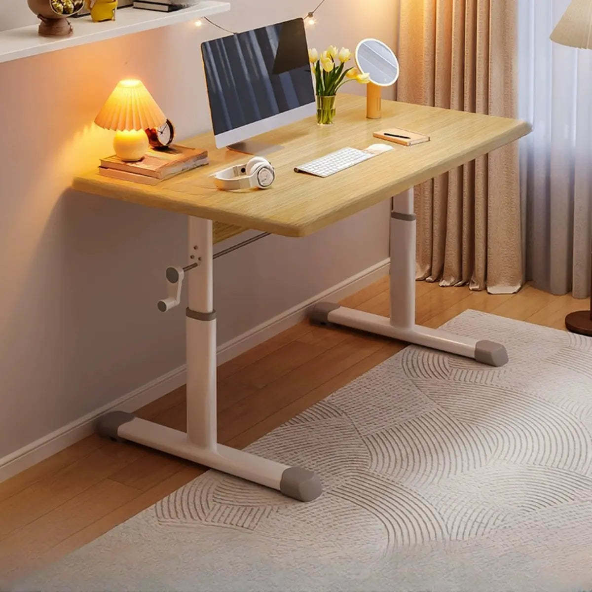 Adjustable Wood T-Shape Computer Desk