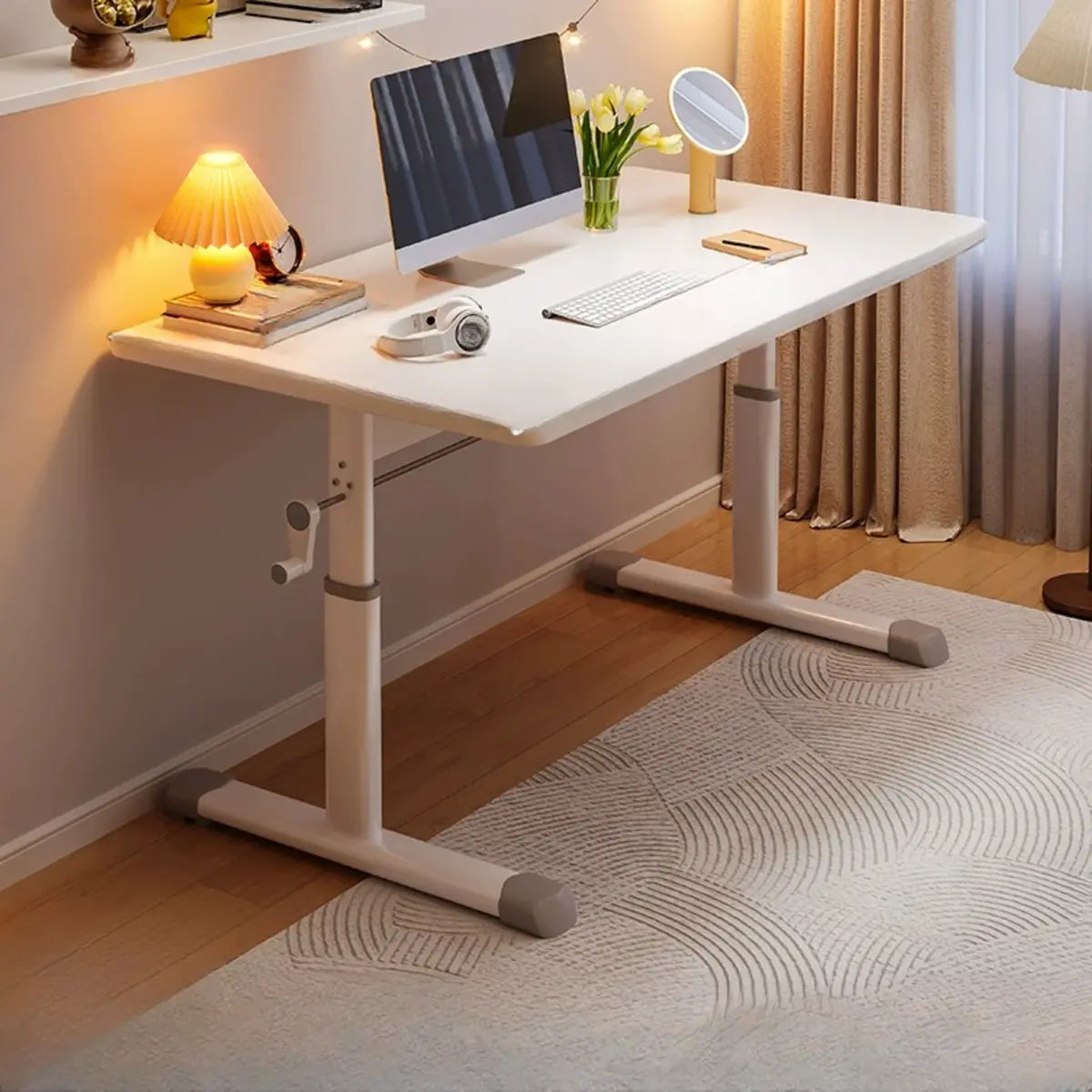 Adjustable Wood T-Shape Computer Desk
