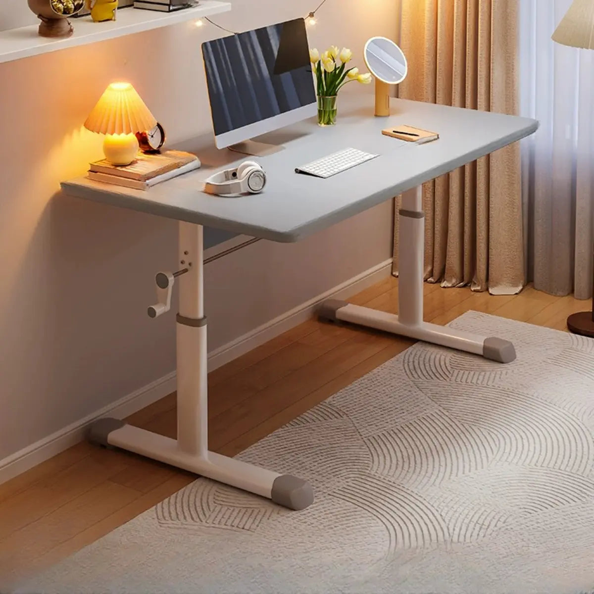Adjustable Wood T-Shape Computer Desk