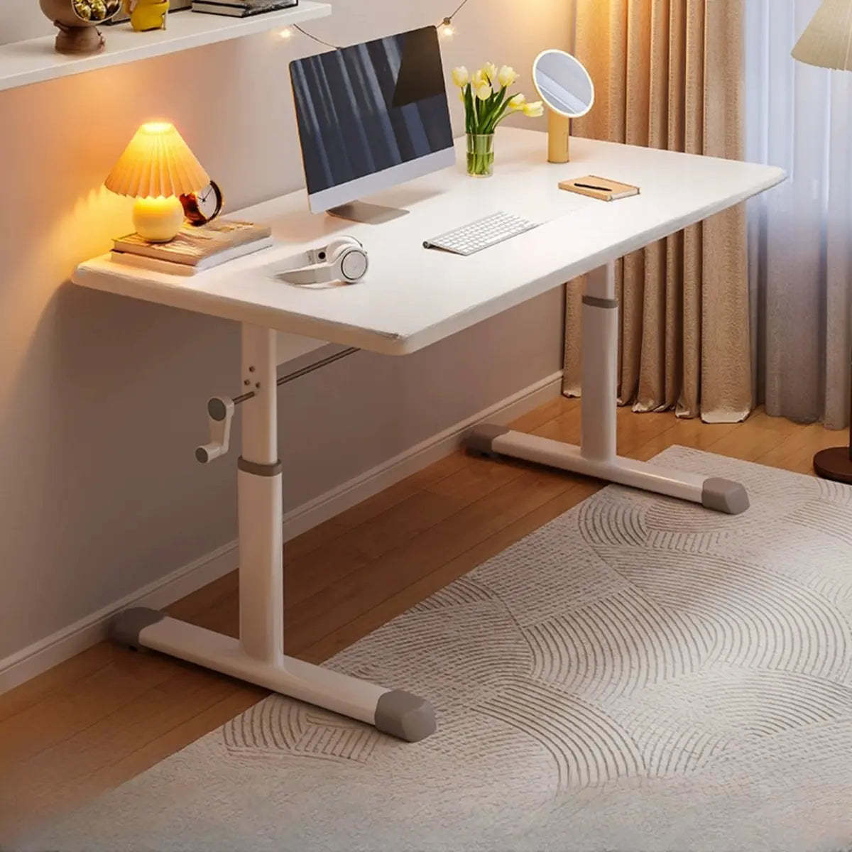 Adjustable Wood T-Shape Computer Desk