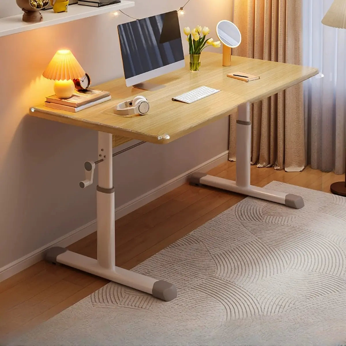 Adjustable Wood T-Shape Computer Desk