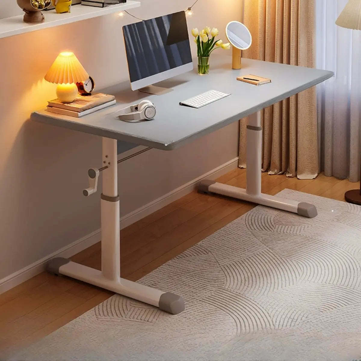 Adjustable Wood T-Shape Computer Desk