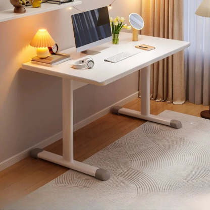 Adjustable Wood T-Shape Computer Desk — Without Chairs / Grey