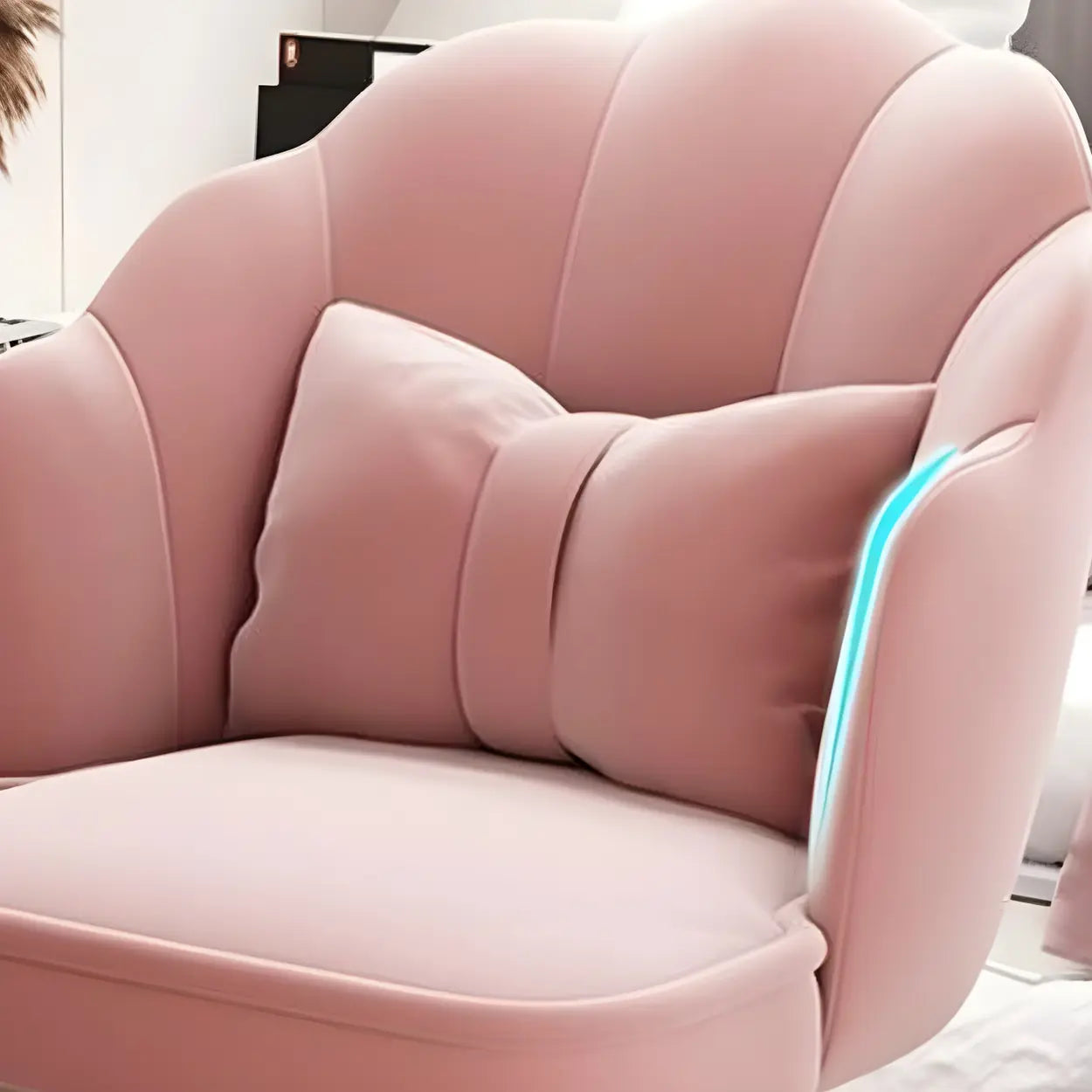 Milky White Shell Upholstered Swivel Vanity Chair