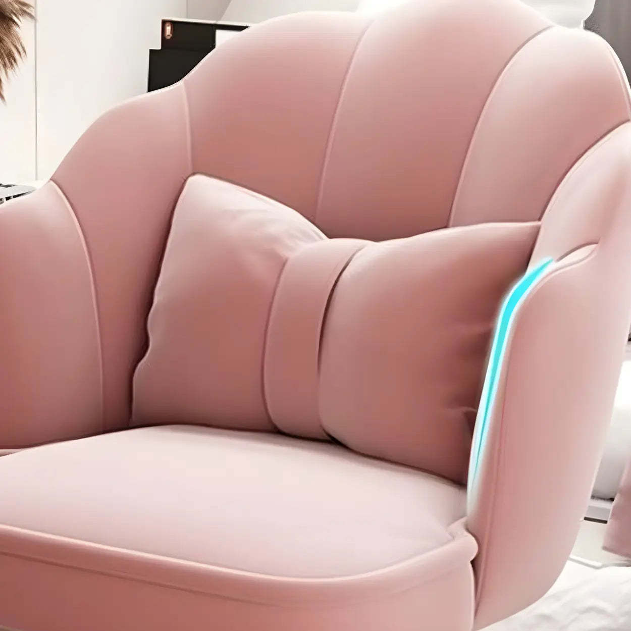 Milky White Shell Upholstered Swivel Vanity Chair