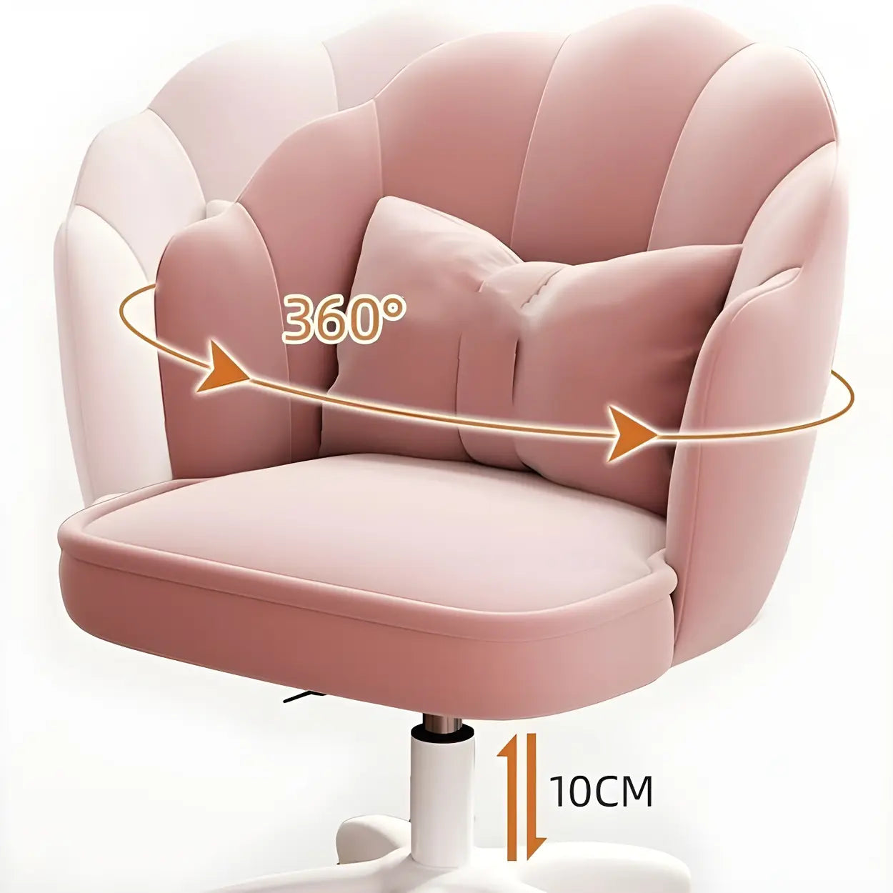 Milky White Shell Upholstered Swivel Vanity Chair