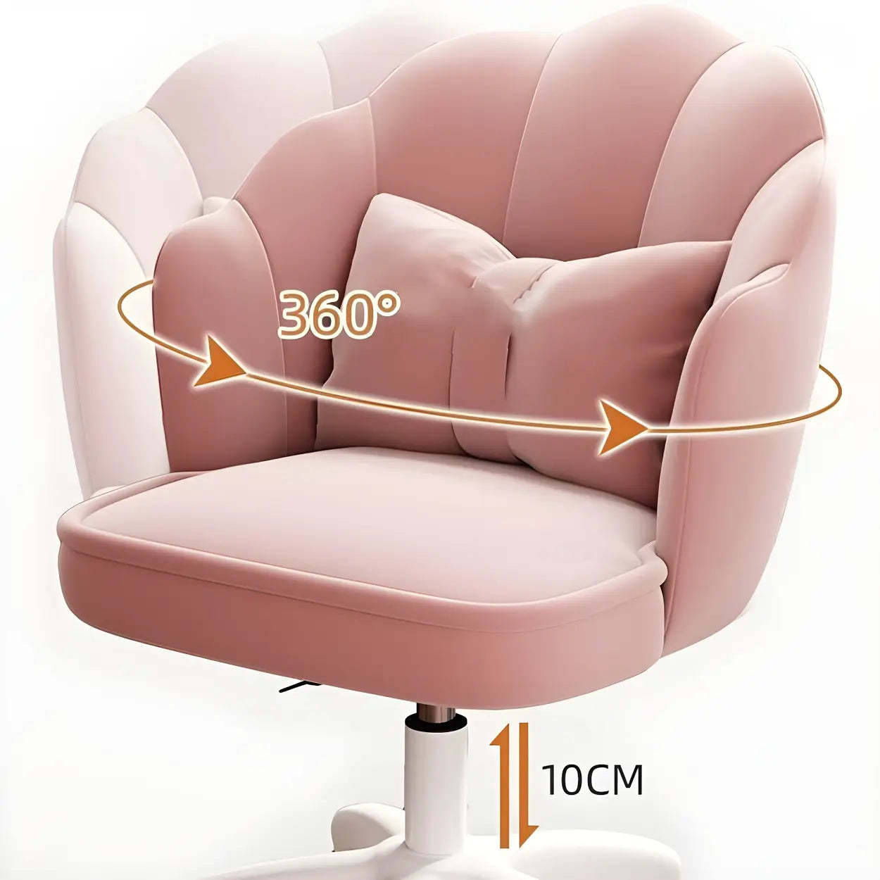 Milky White Shell Upholstered Swivel Vanity Chair
