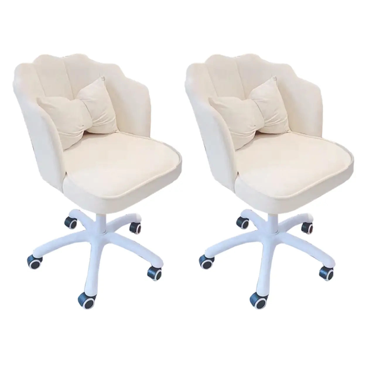 Milky White Shell Upholstered Swivel Vanity Chair