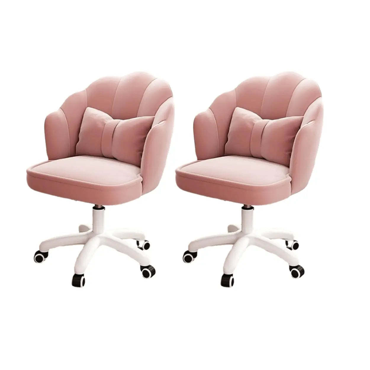 Milky White Shell Upholstered Swivel Vanity Chair — Light Pink / 2 Piece Set