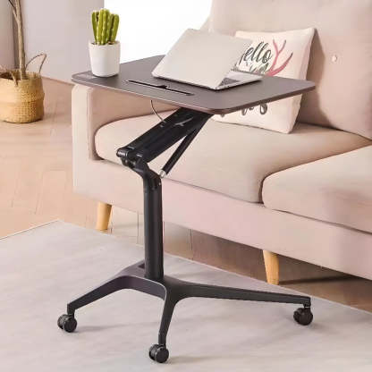 Adjustable Mobile Wood Small Standing Desk — Without Chairs / Black / Black
