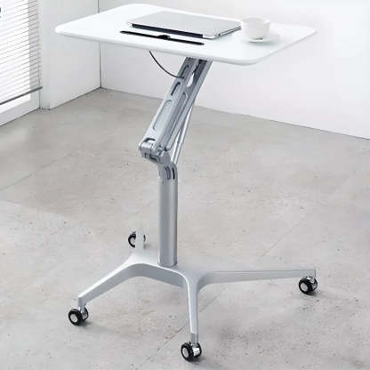Adjustable Mobile Wood Small Standing Desk — Without Chairs / Natural / Black