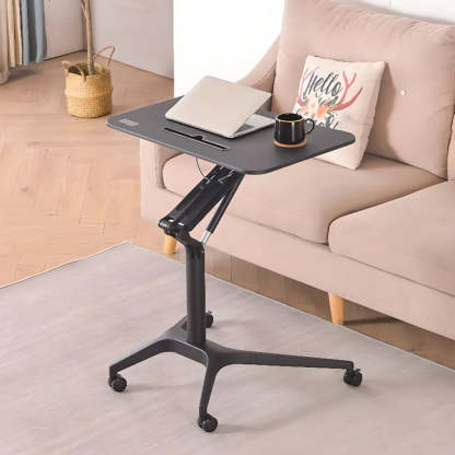Adjustable Mobile Wood Small Standing Desk — Without Chairs / White / Silver