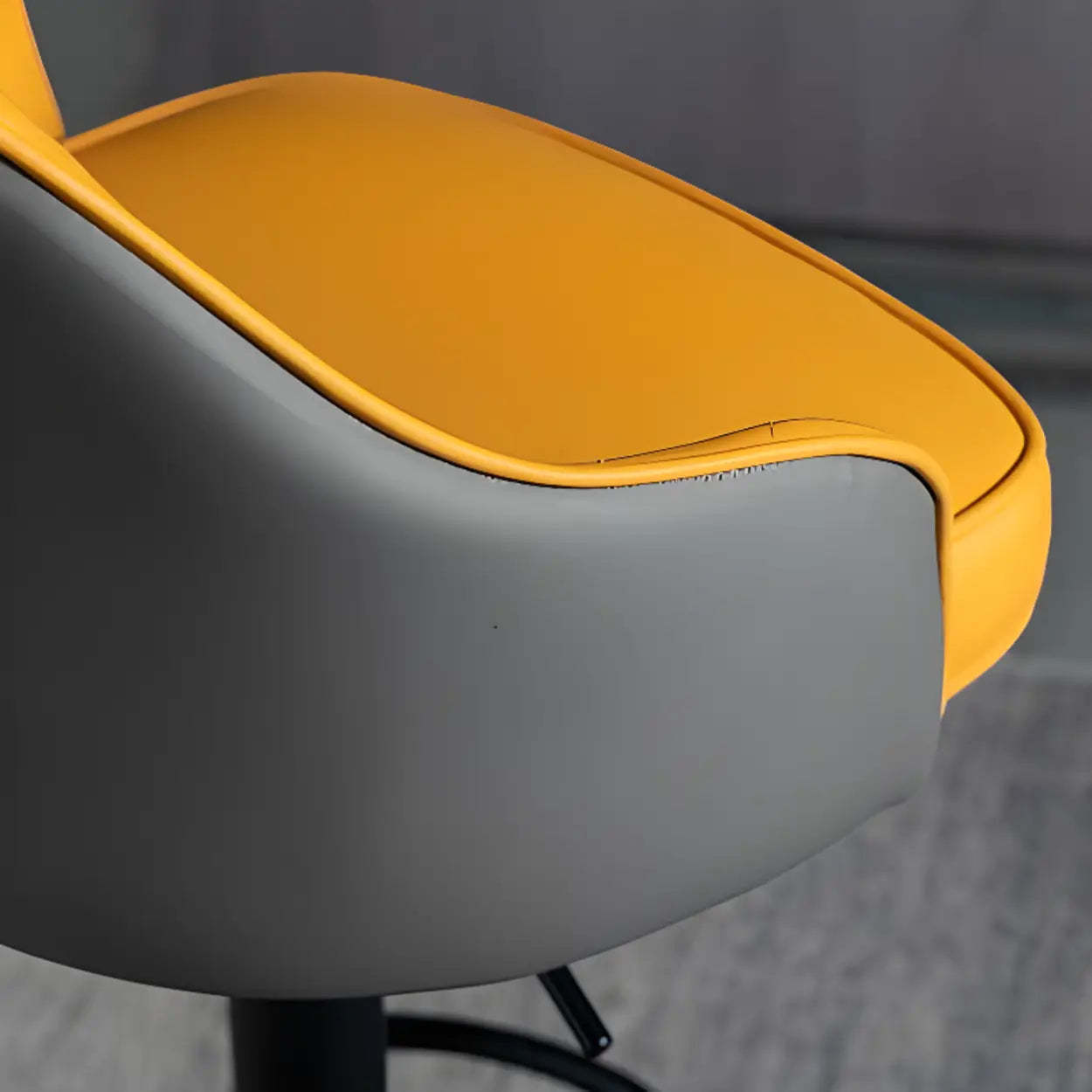 Adjustable Leather Swivel Bar Stool with Arms — Yellow / Silver