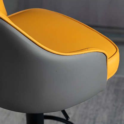 Adjustable Leather Swivel Bar Stool with Arms — Yellow / Silver