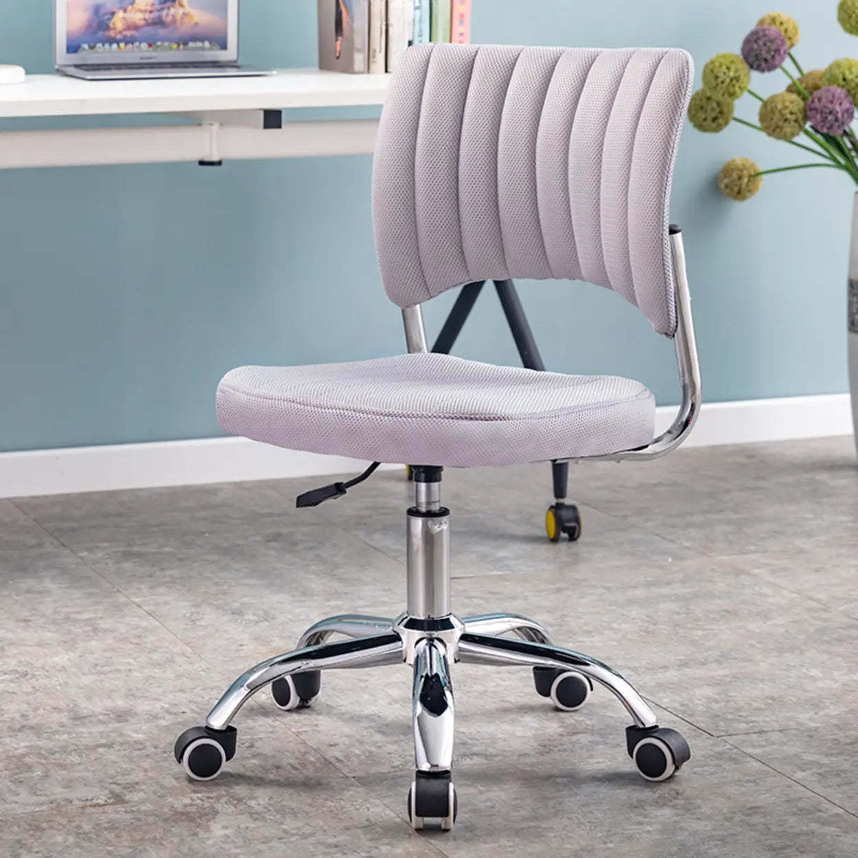 Leather gray office chairs in leather metal