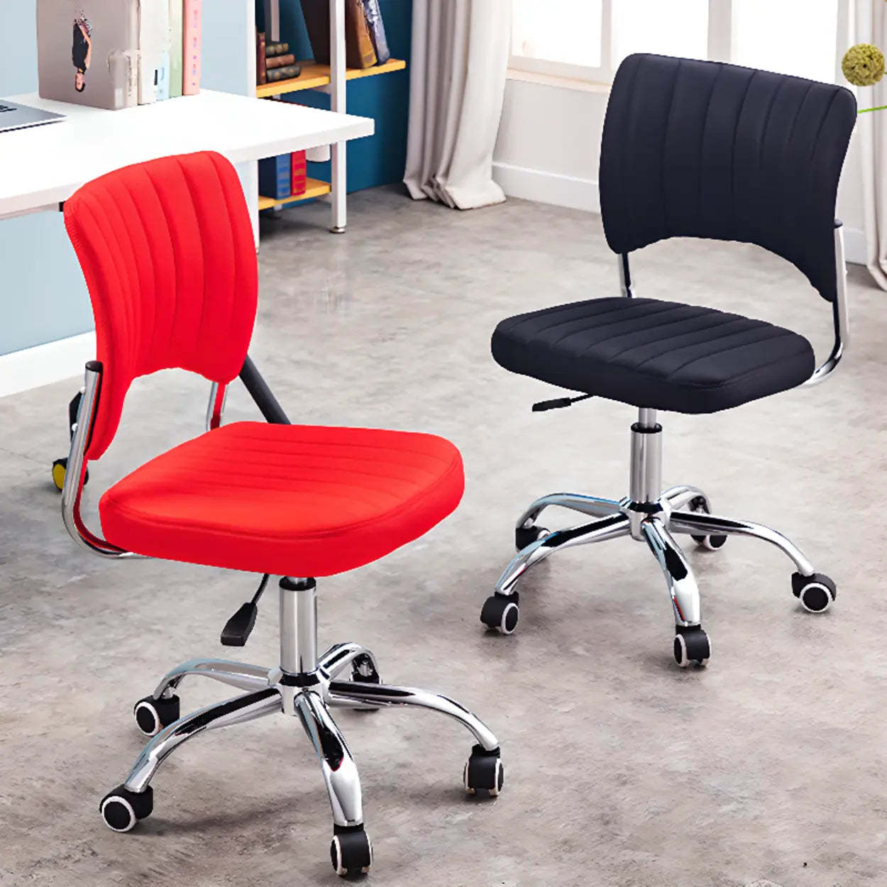 Adjustable Swivel Leather Office Chair — Black