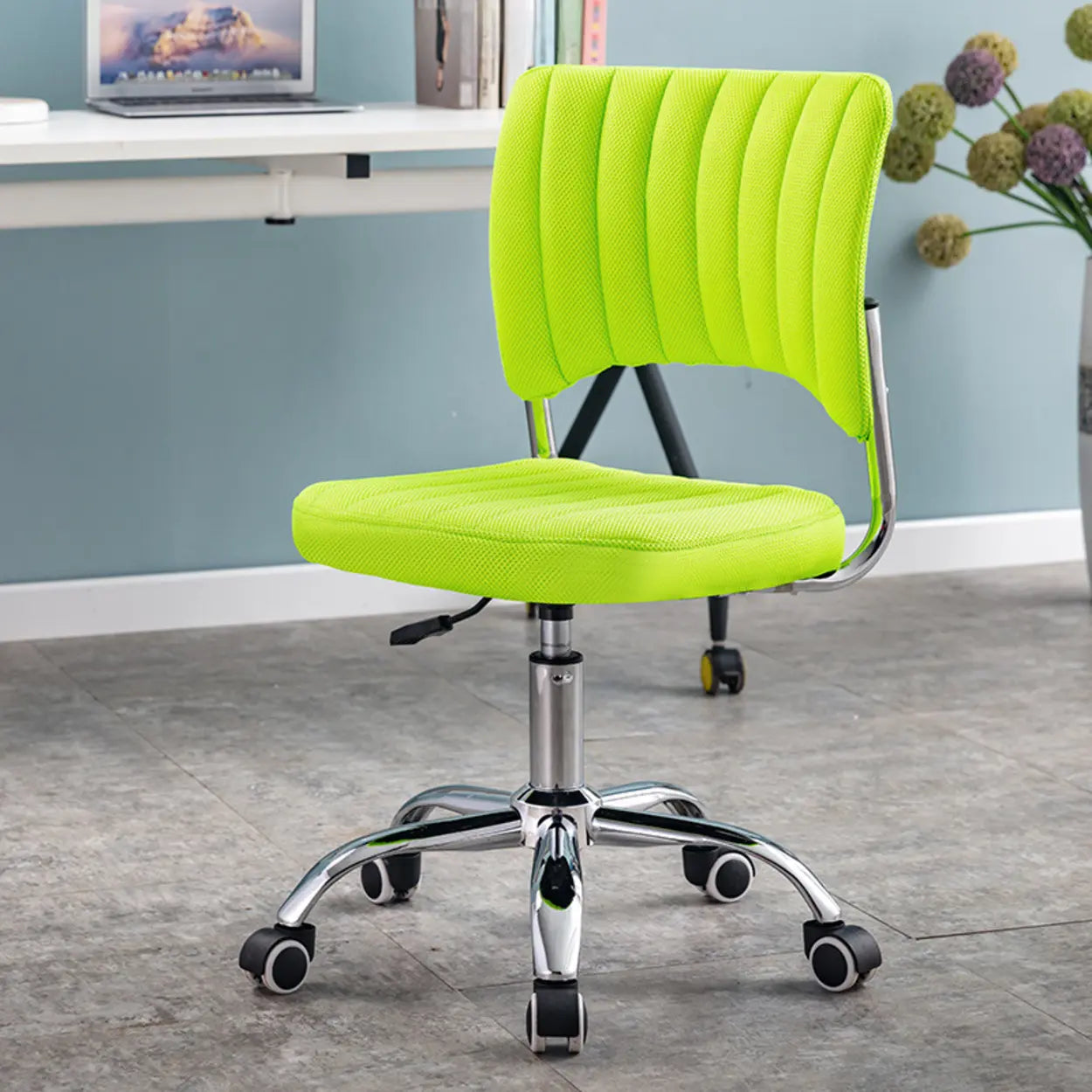 Adjustable Swivel Leather Office Chair — Light Blue