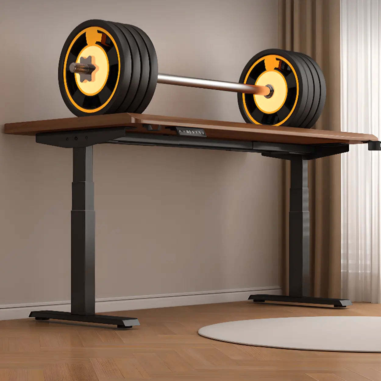 Adjustable Nut-Brown Wood Computer Desk — Nut-Brown / Table Only