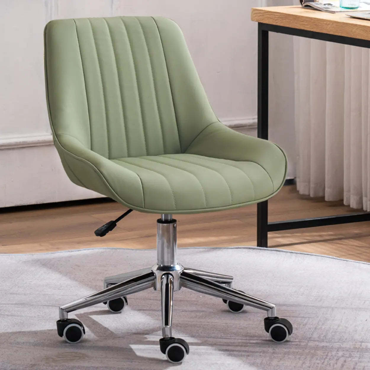Green leather orange office chairs - leather