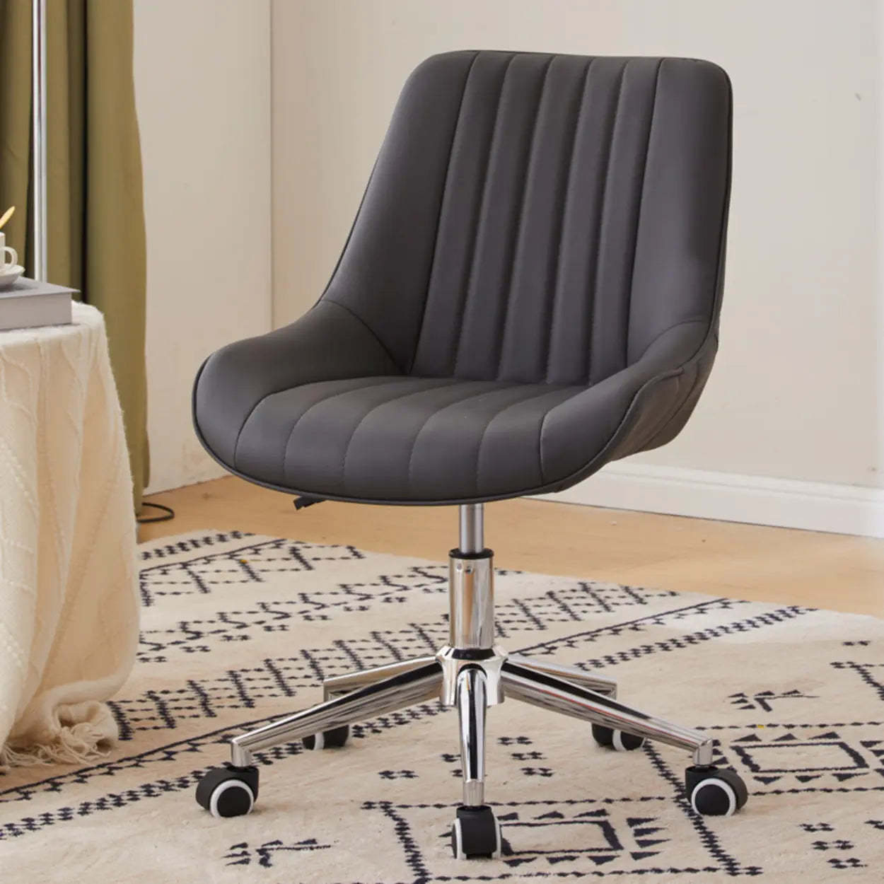 Orange Ergonomic PU Leather Adjustable Office Chair — Orange-Red