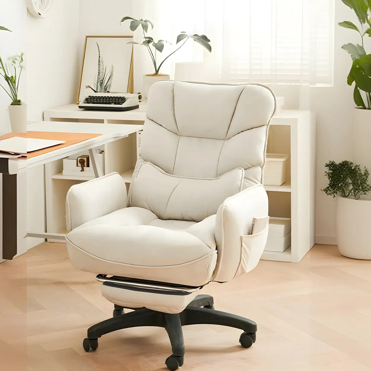 Adjustable Recliner Faux Leather Office Chair with Headrest