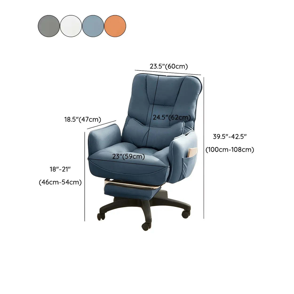 Adjustable Recliner Faux Leather Office Chair with Headrest