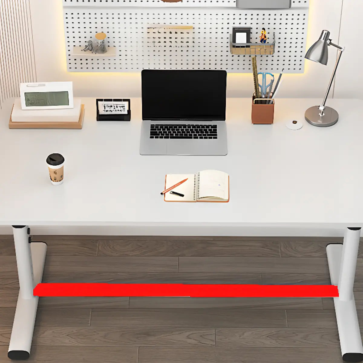 Adjustable Metal T-Shape Computer Desk — Without Chairs / Black and White