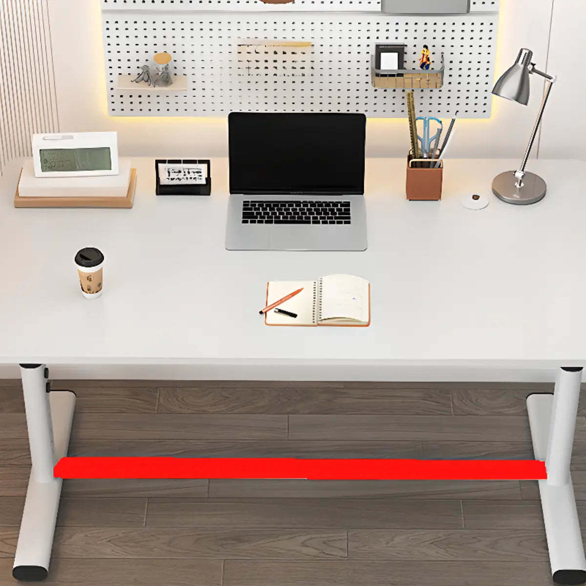 Adjustable Metal T-Shape Computer Desk — Without Chairs / Black and White