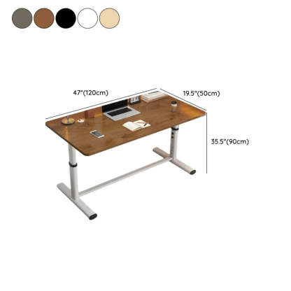 Adjustable Metal T-Shape Computer Desk — Without Chairs / Gold Oak/ White