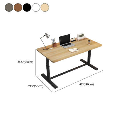 Adjustable Metal T-Shape Computer Desk — Without Chairs / Gray Oak/ Black