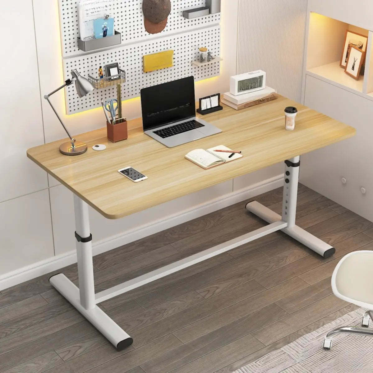 Adjustable Metal T-Shape Computer Desk — Without Chairs / Black