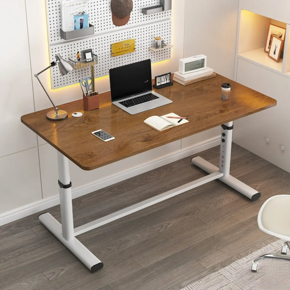 Adjustable Metal T-Shape Computer Desk — Without Chairs / Black