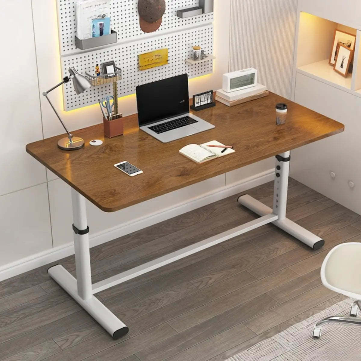 Adjustable Metal T-Shape Computer Desk — Without Chairs / Black