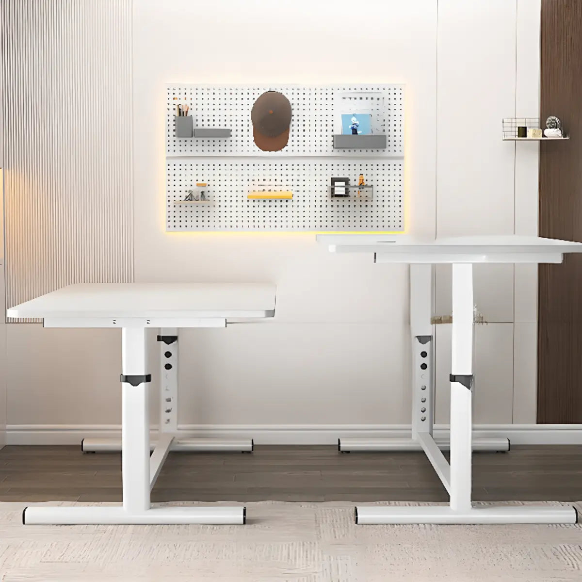 Adjustable Metal T-Shape Computer Desk — Without Chairs / Black